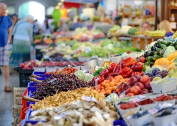 Vegetables stall Olympic Market in Phnom Penh